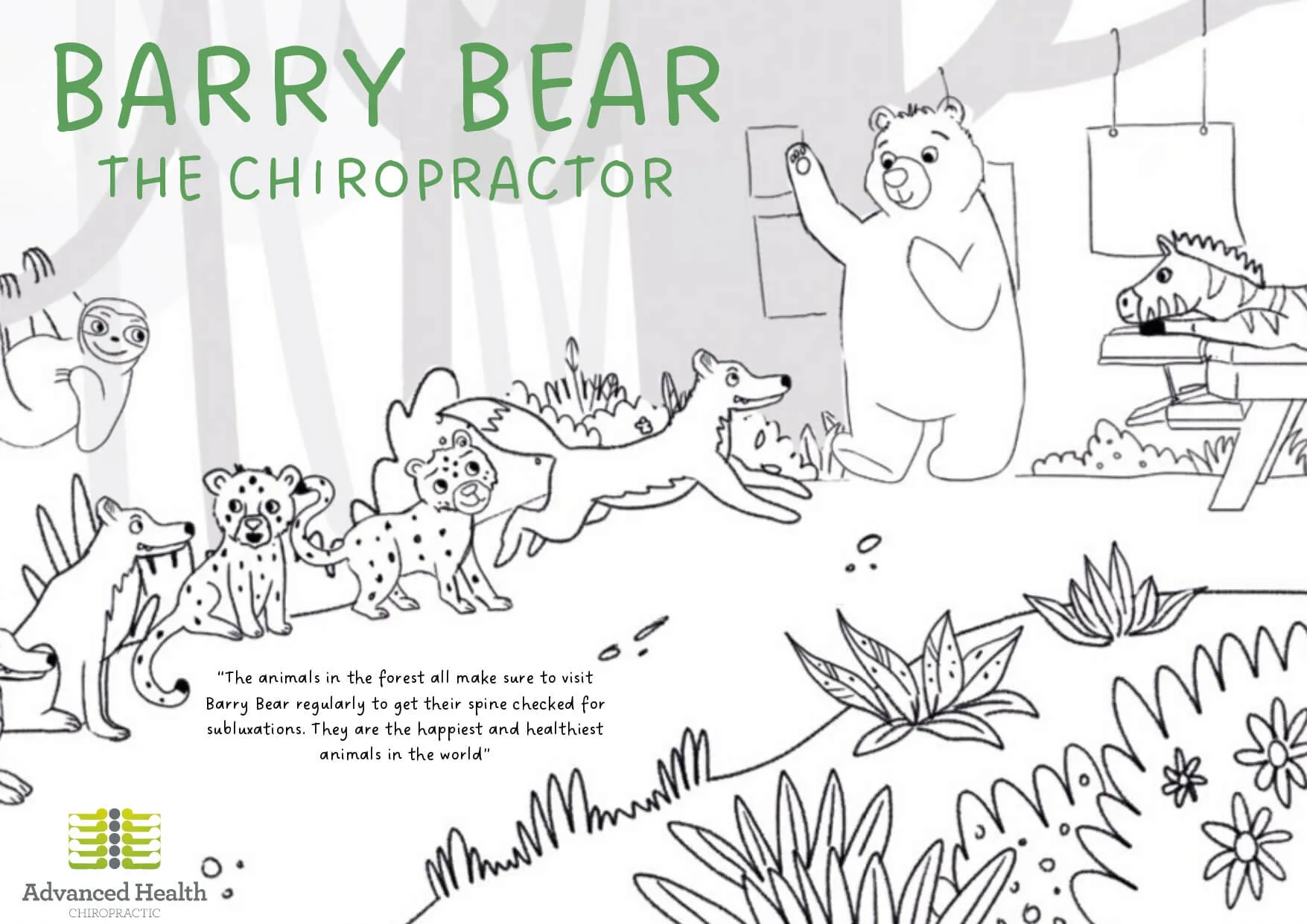 Barry Bear colouring-in sheet, page 1