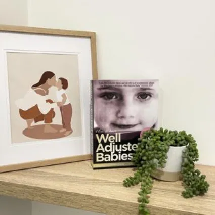 A display of children’s books in the practice