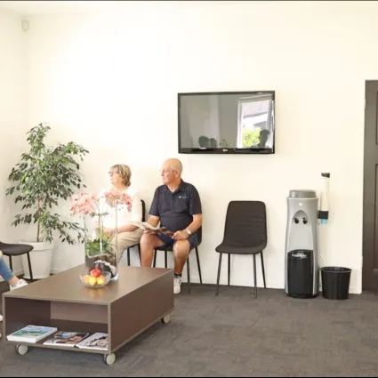 Patients waiting in the practice’s waiting area